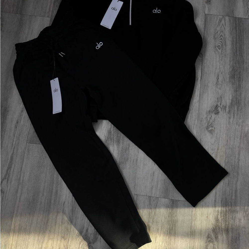ALO Yoga Quarter Zip Full Set Black - Comfortable Activewear